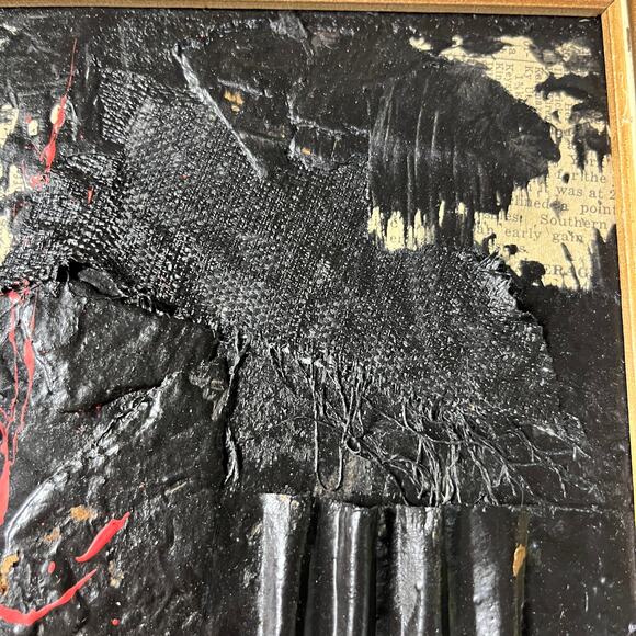 Original Framed Mixed Media Abstract Art Painting Collage 8x10 "Econo" - Picture 7 of 7